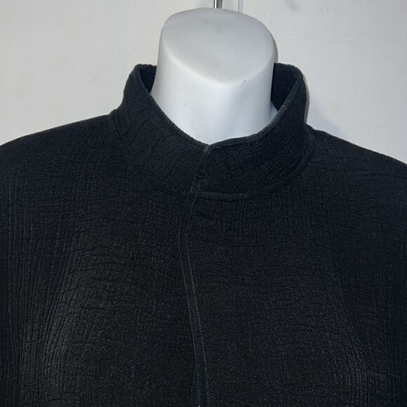 EILEEN FISHER Black Rayon and Silk Stand Collar Magnetic Button Jacket-S - Picture 2 of 8